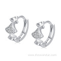 9255 Sterling Silver CZ Hoop Earrings Silver